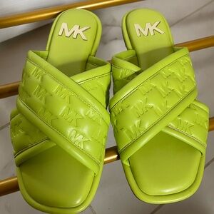 Michael Kors Neon Green Slide Sandals